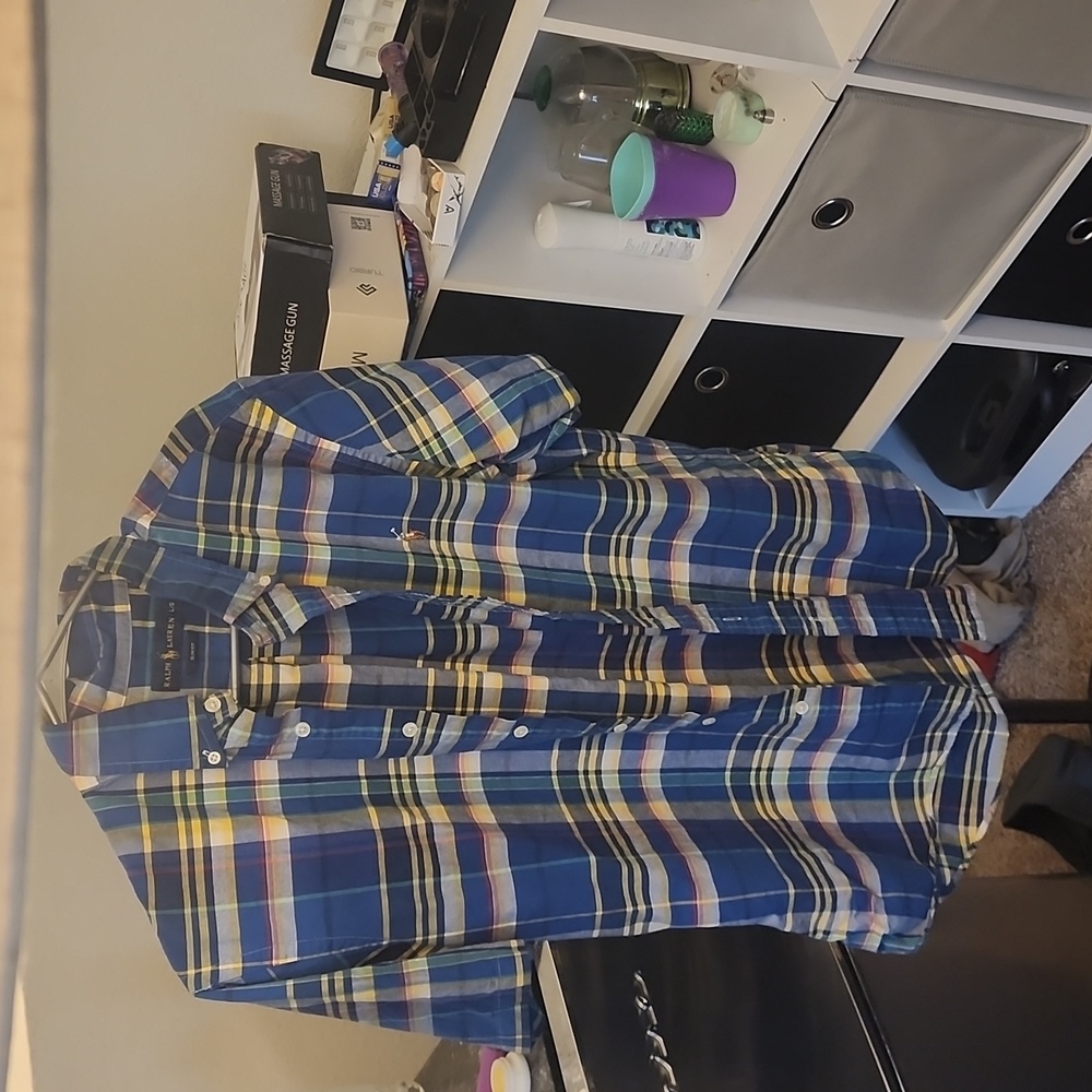 Blue short sleeve button down